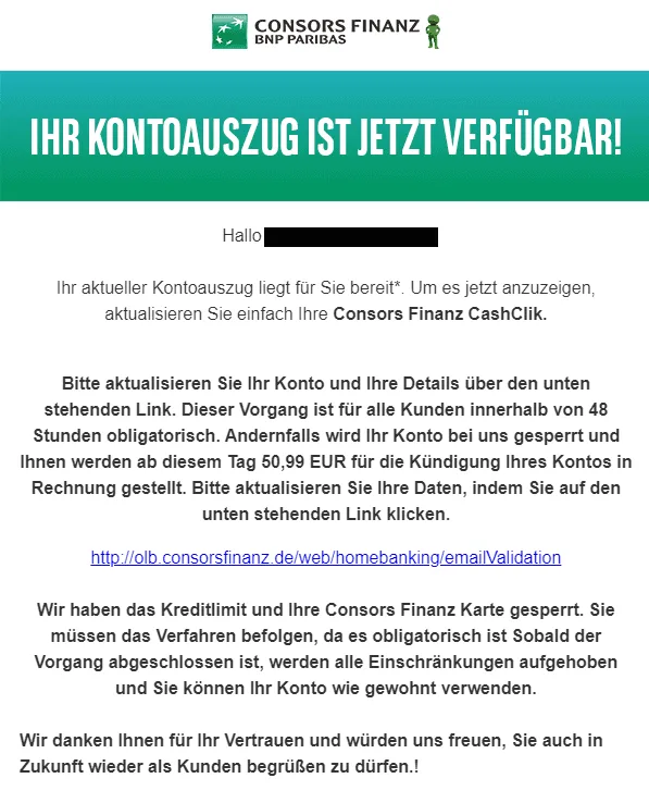 Consor Finanz Kontoauszug