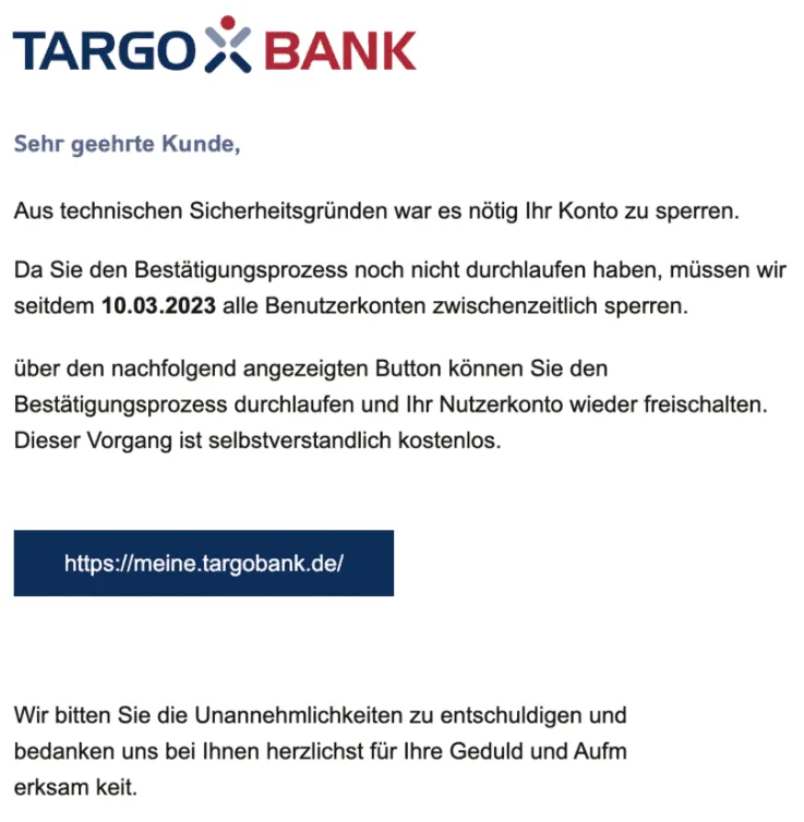 Targobank Konto Sperrung