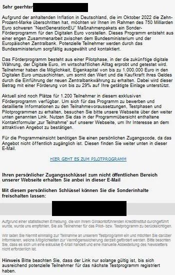Bundesfinanzministerium Pilotprogramm digitale Währung
