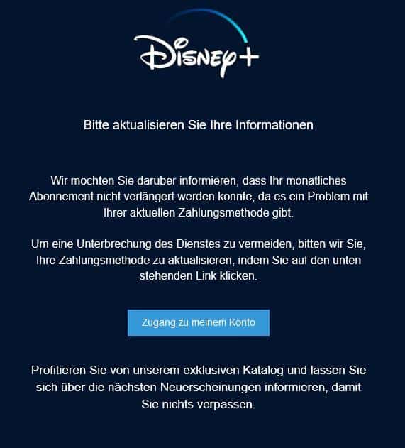 Disney+ Probleme Zahlungsmethode