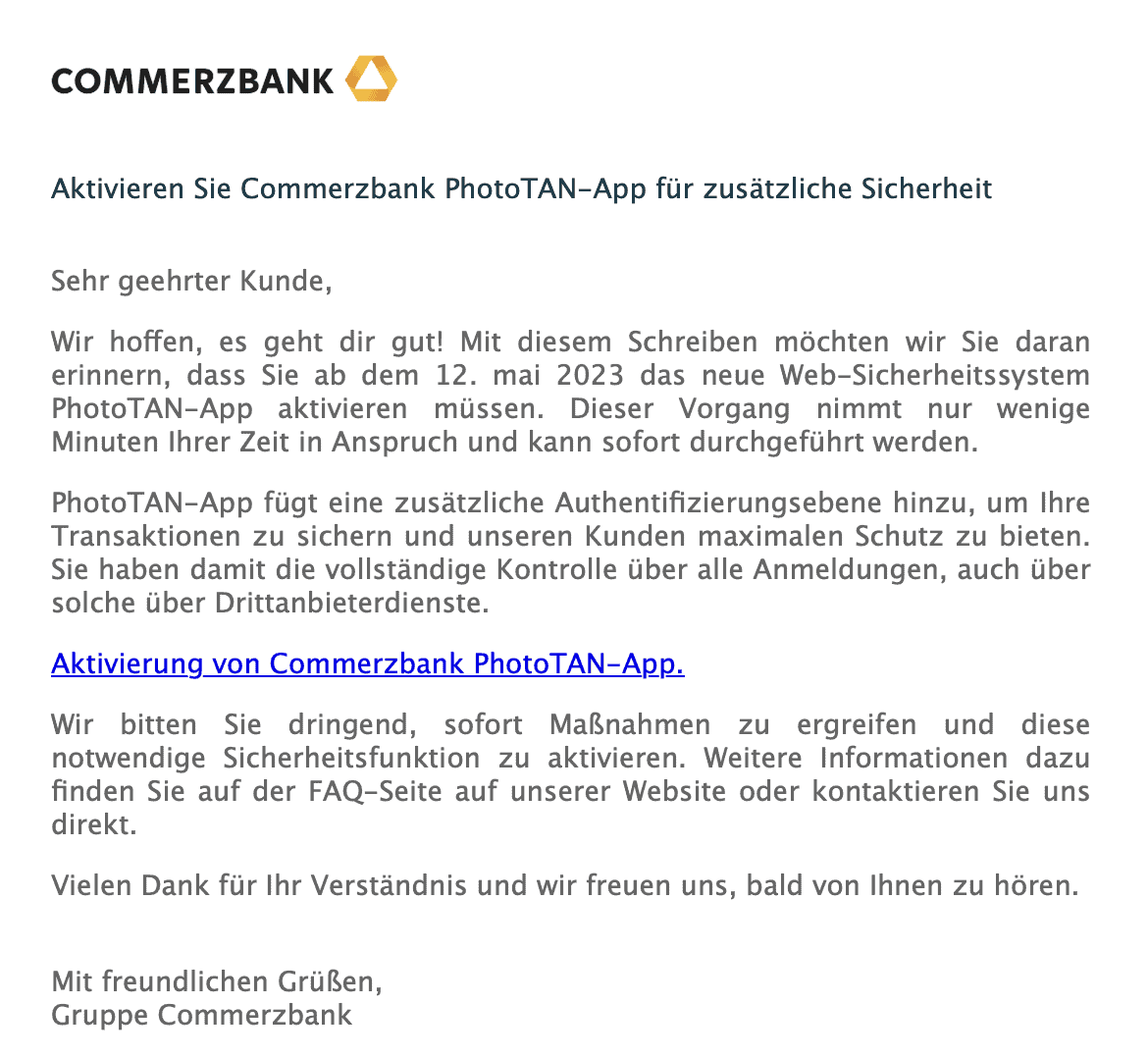 Commerzbank PhotoTan App