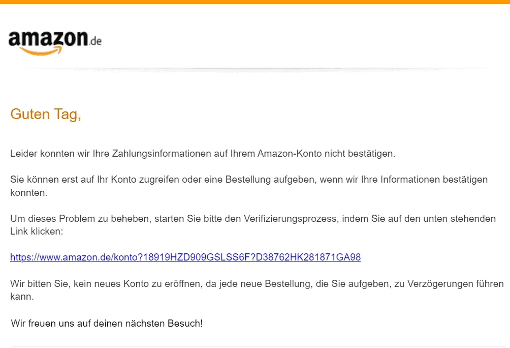 Amazon Kontoinformationen nicht bestätigt