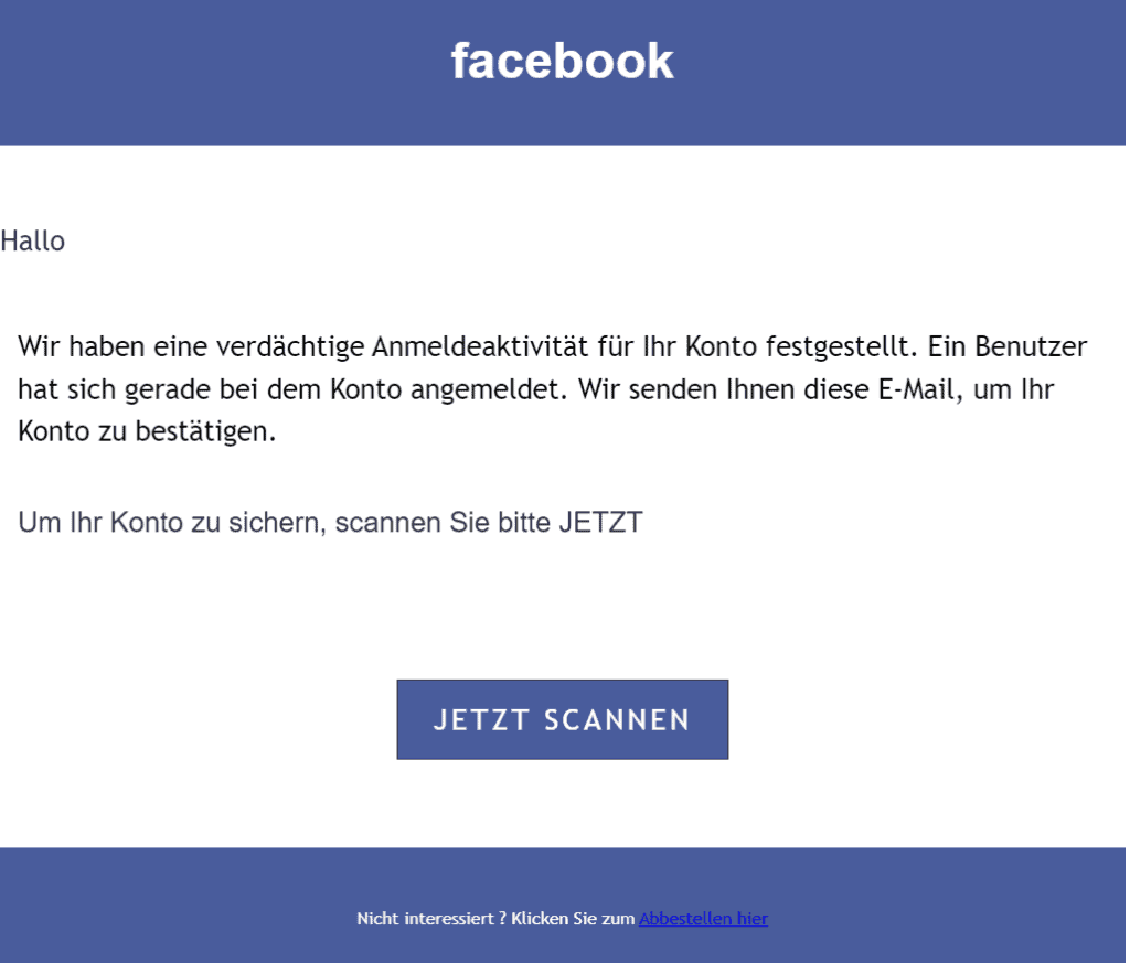 Facebook verdächtige Anmeldeaktivität