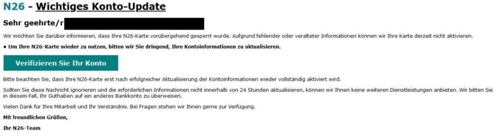 N26 Konto verifizieren fehlende Informationen