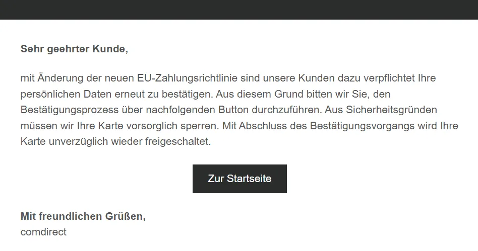 Comdirect EU Zahlungsrichtlinie Bestätigungsprozess
