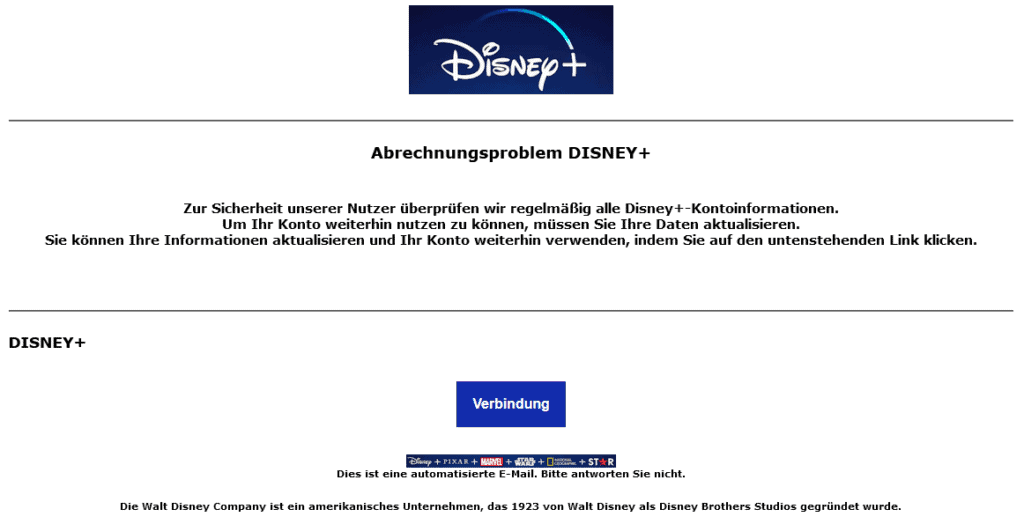 Disney+ Abrechnungsproblem