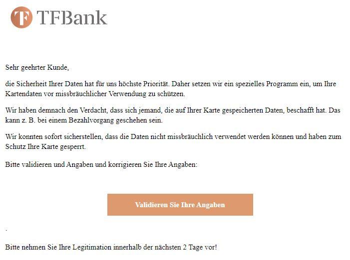 TF Bank Missbrauch Kartendaten