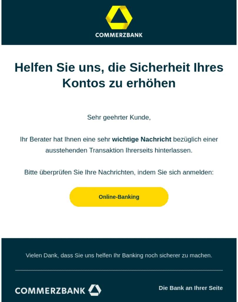 Commerzbank wichtige Nachricht Berater