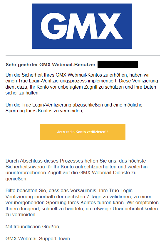 GMX True Login Verifizierung