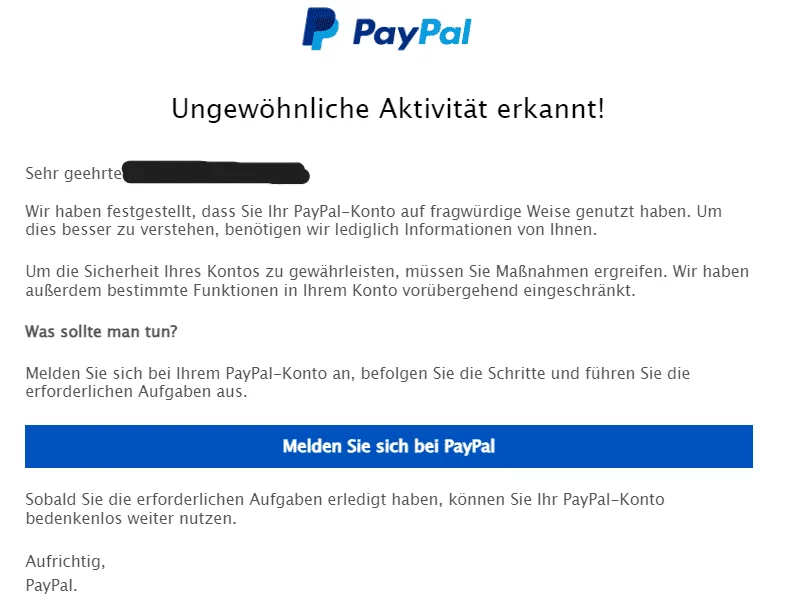 PayPal vorübergehend eingeschränktes Konto