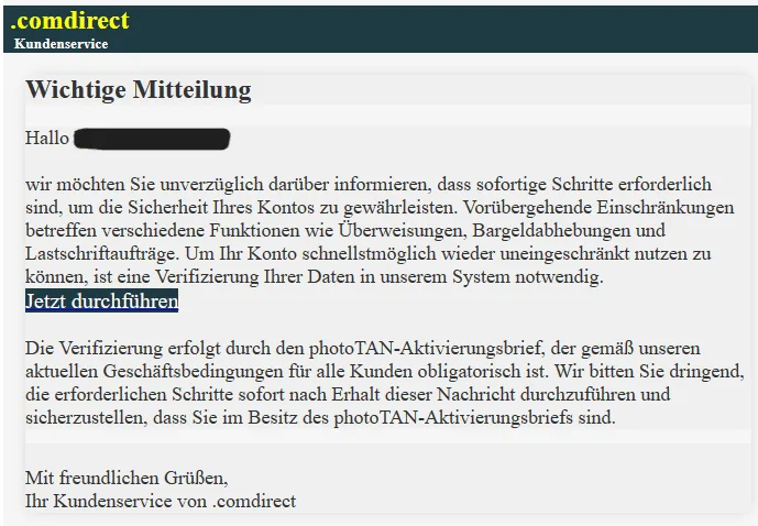 Comdirect Daten verifizieren Kontosicherheit