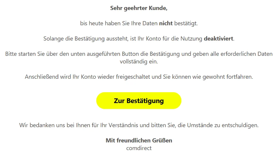 Comdirect Datenbestätigung durchführen