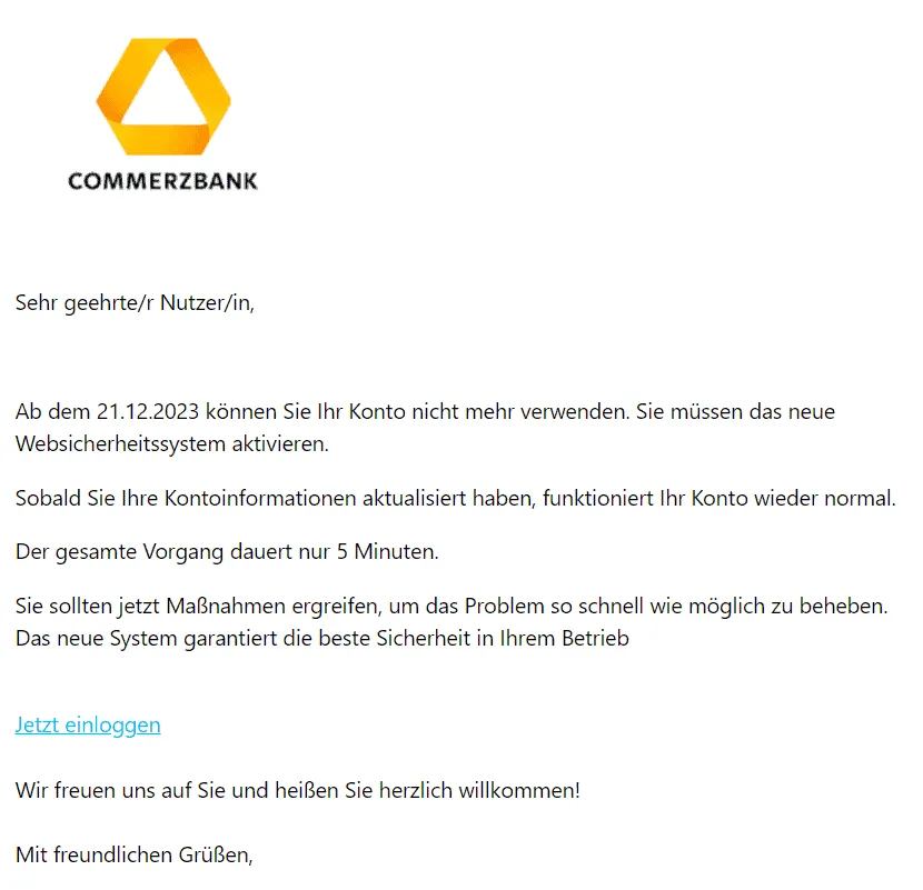Commerzbank neues Websicherheitssystem aktivieren