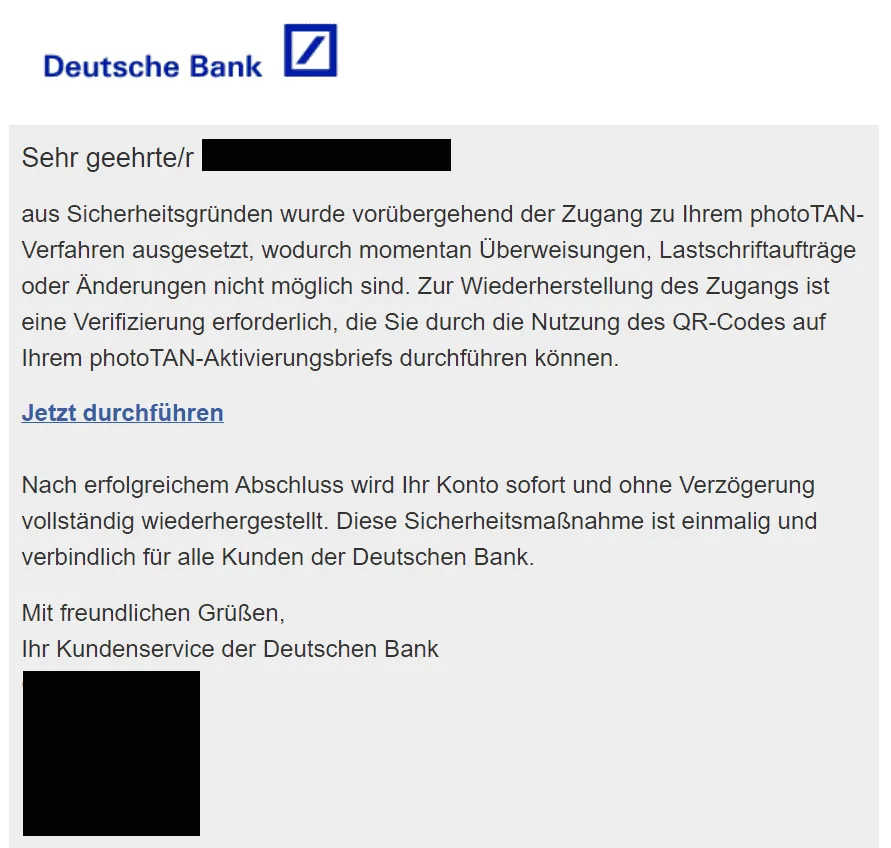 Deutsche Bank Verifizierung PhotoTan durchführen