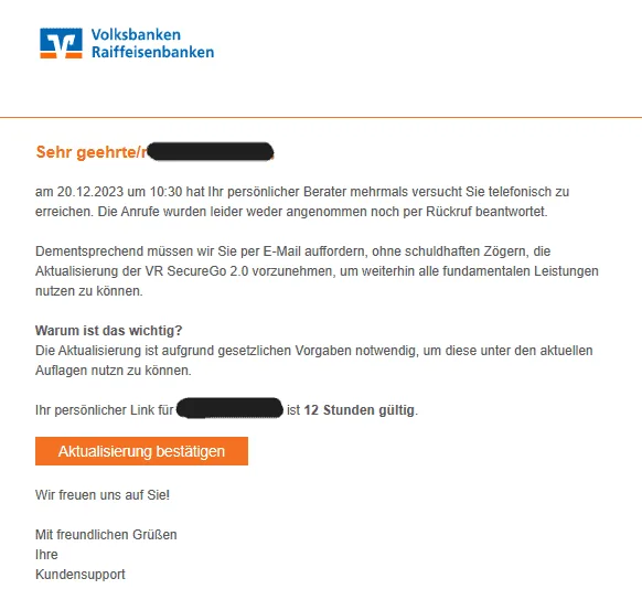 Volksbank VR SecureGo 2.0 Aktualisierung durchführen