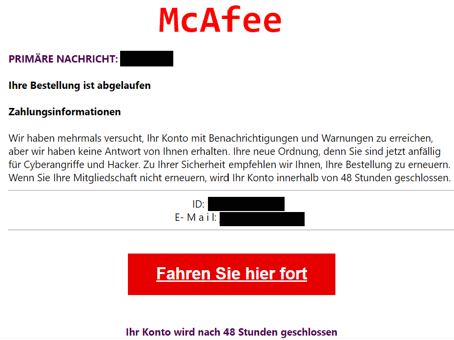 McAfee Bestellung abgelaufen Mitgliedschaft erneuern