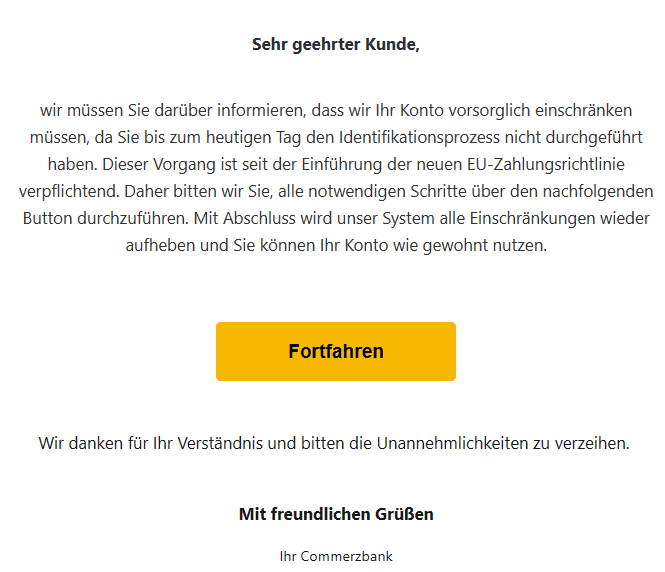 Commerzbank Konto Einschränkung EU Zahlungsrichtlinie