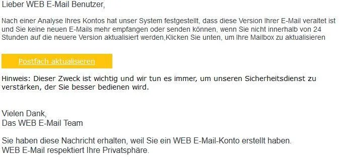 Web.de Postfach aktualisieren E-Mail veraltet