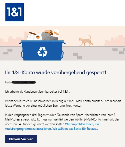 1und1 Konto vorübergehend gesperrt