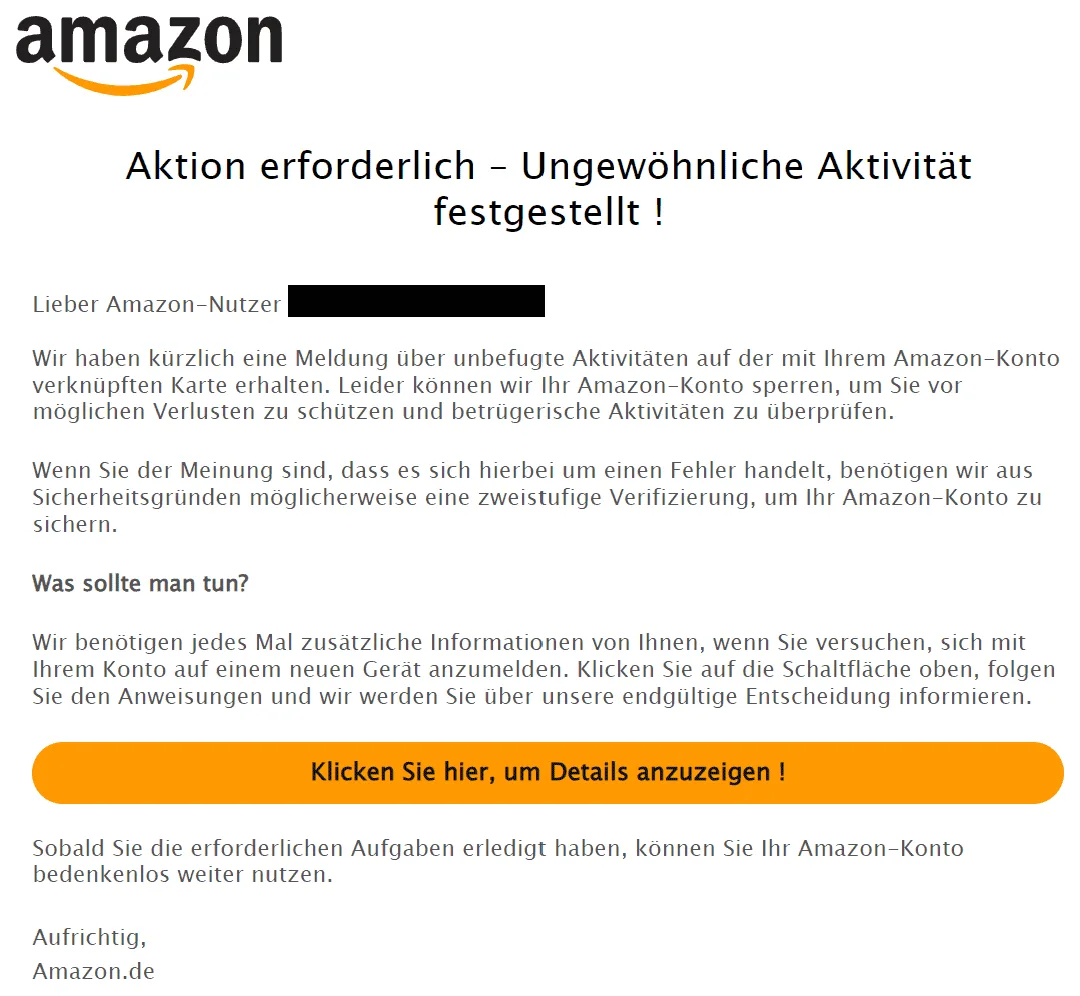 Amazon Schutz Verlust betrügerische Aktivität