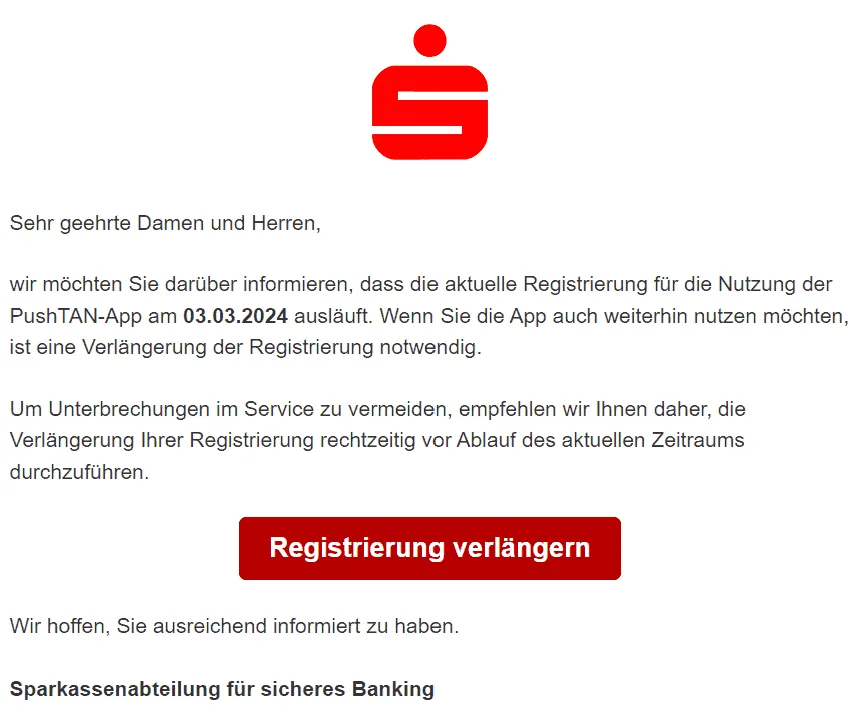 Sparkasse PushTan ungültig