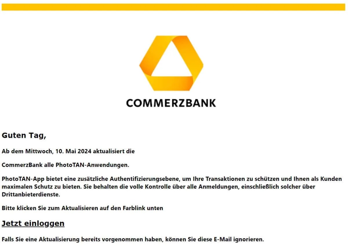 Commerzbank Update PhotoTan App