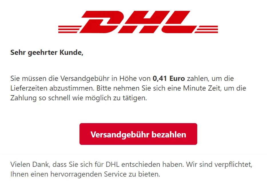 DHL Versandgebühr bezahlen