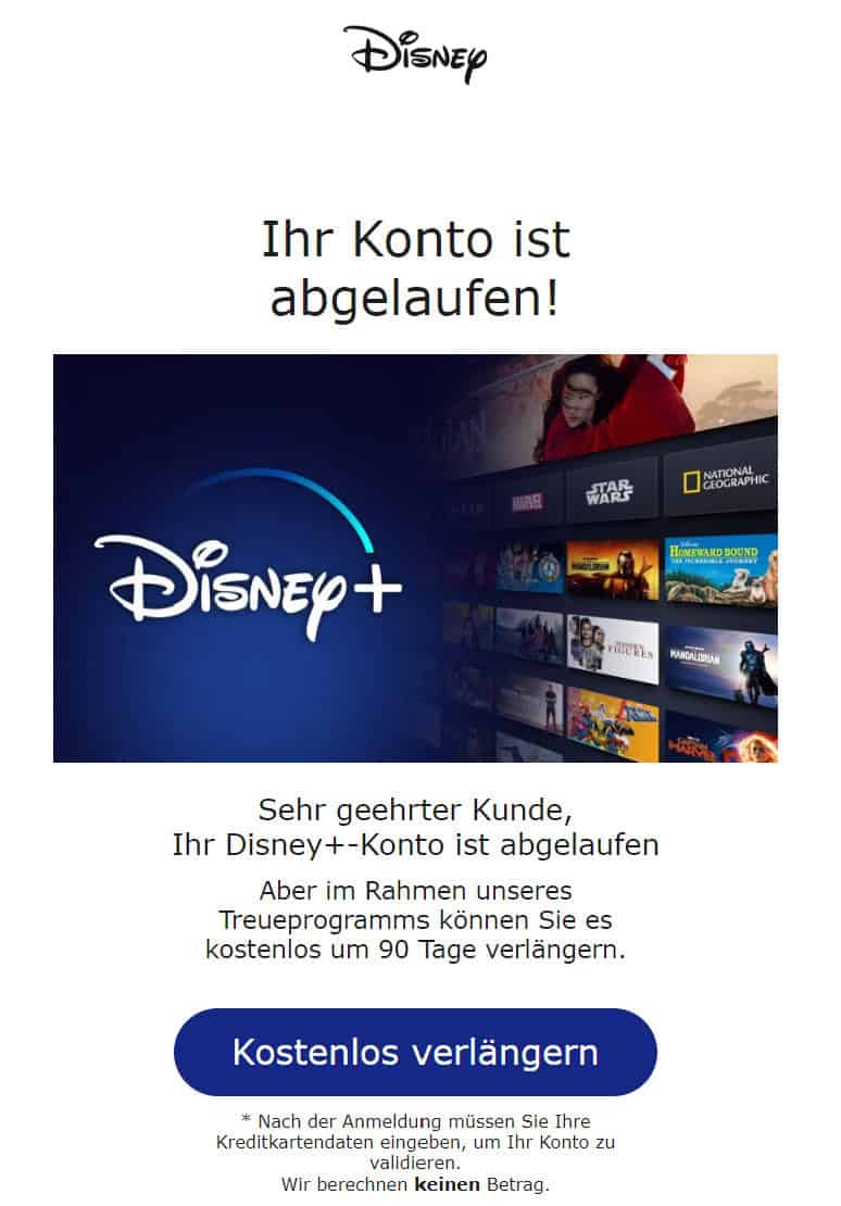 Disney+ Konto abgelaufen kostenlos verlängern