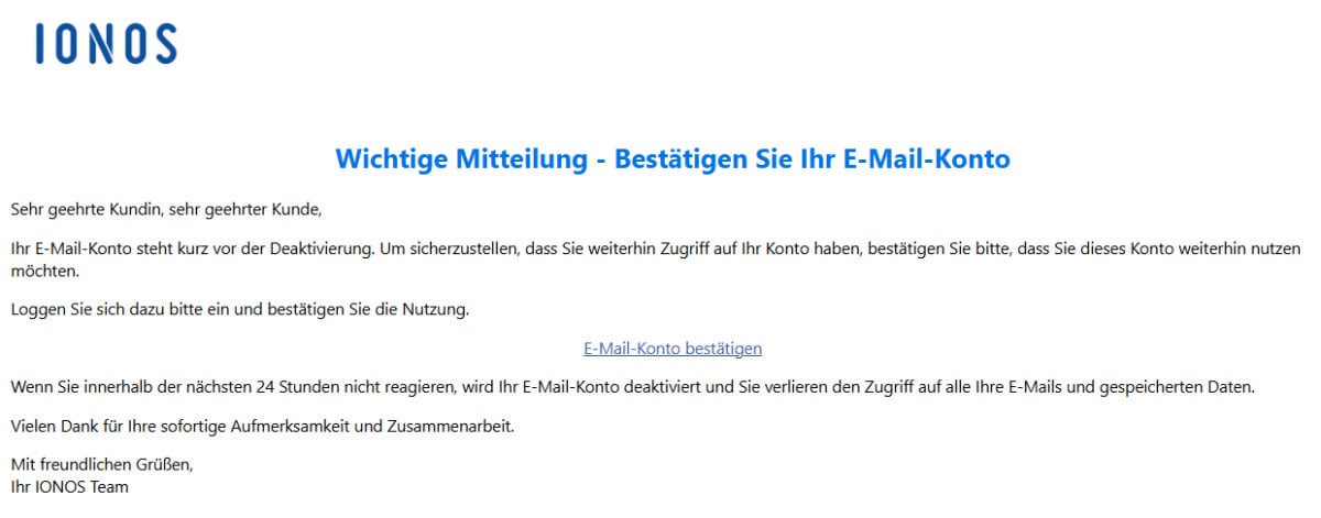 Ionos E-Mail Konto bestätigen