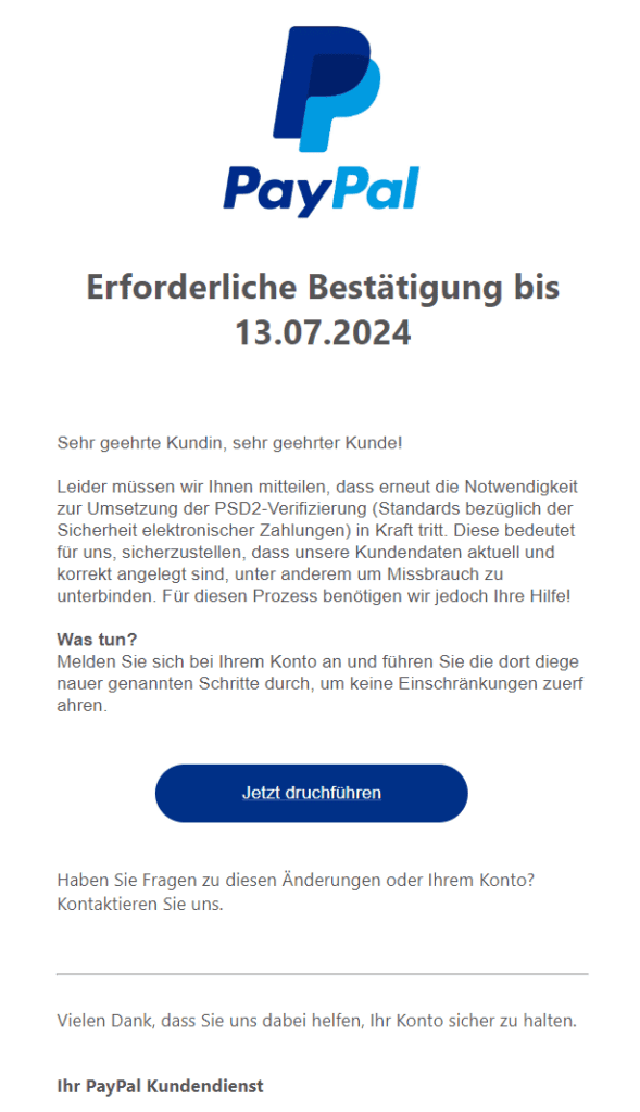 PayPal PSD2 Verifizierung durchführen