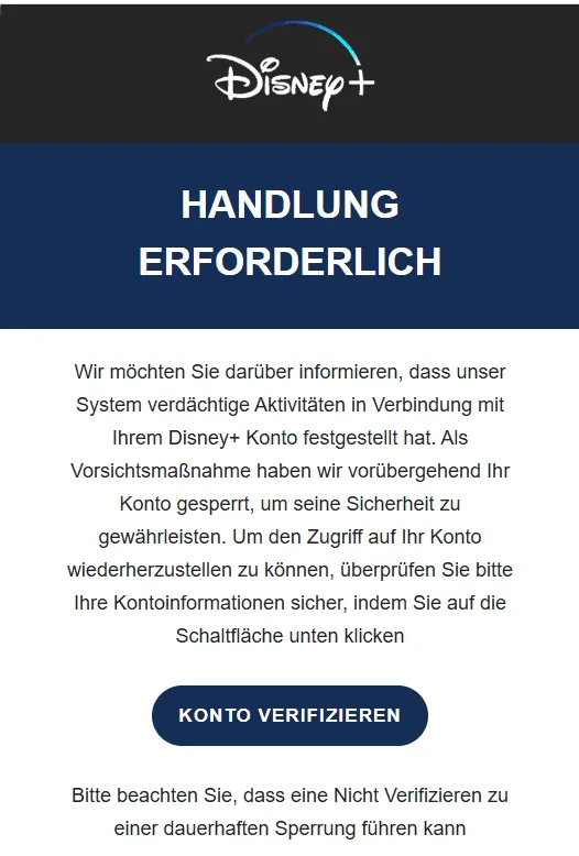 Disney+ Handlung erforderlich Konto verifizieren