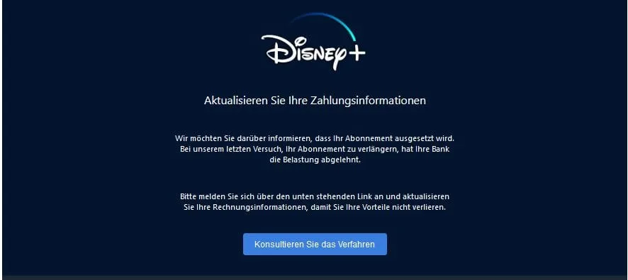 Disney Plus Zahlungsinformationen aktualisieren
