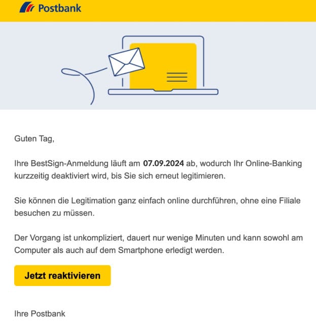 Postbank Online Banking läuft ab