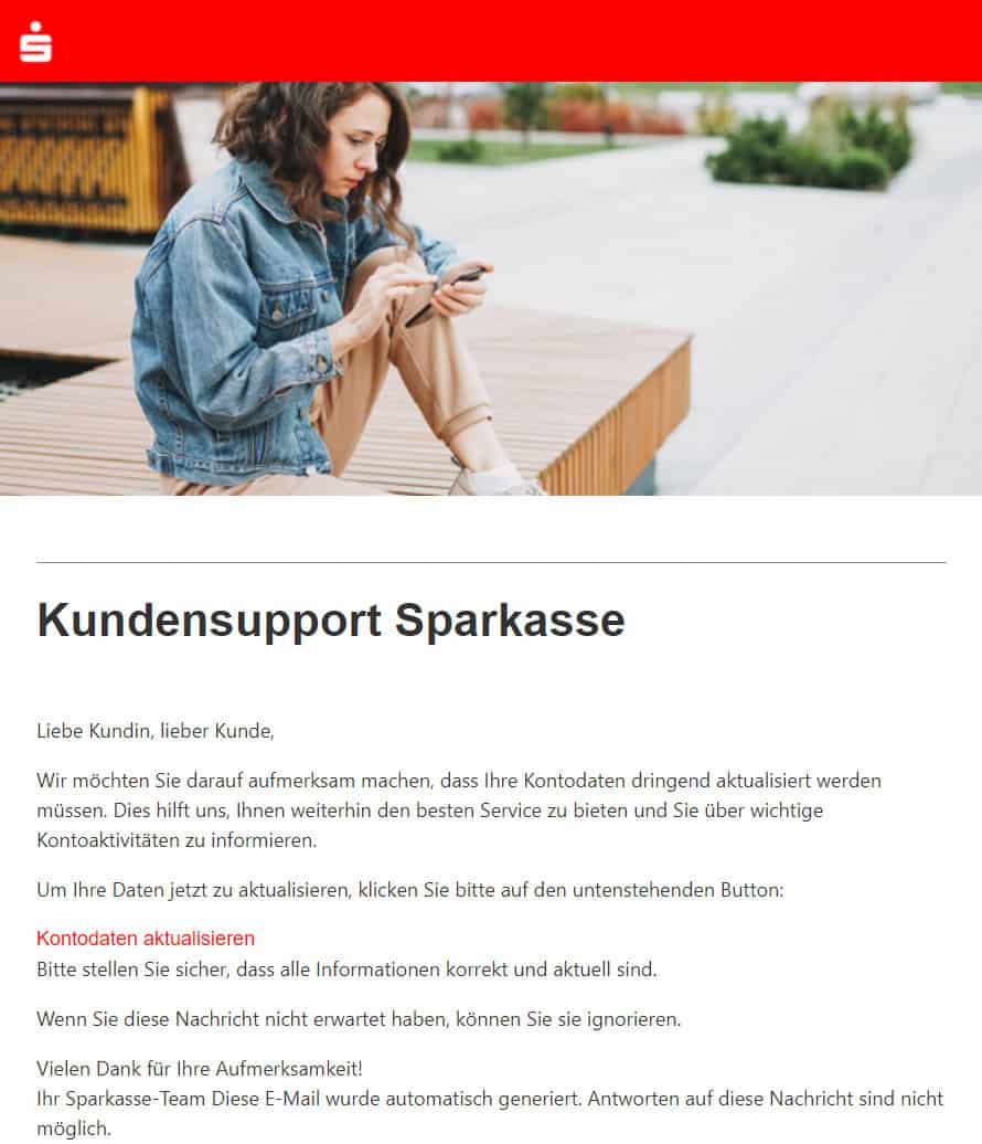 Sparkasse Kontodaten dringend aktualisieren