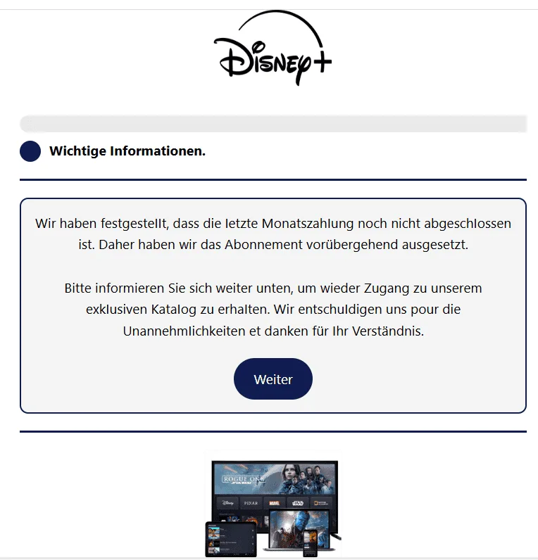 Disney Plus Vorübergehende Aussetzung des Kontos