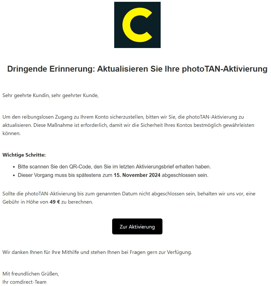 Comdirect Phishing