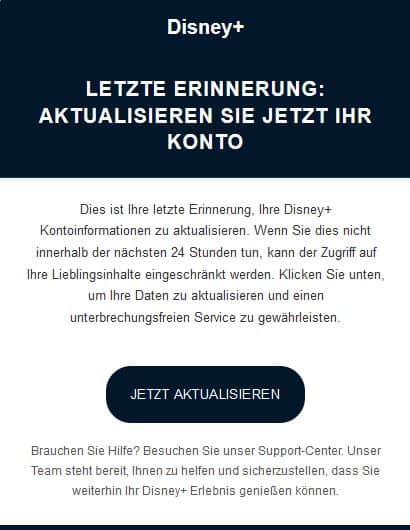 Disney + Phishing