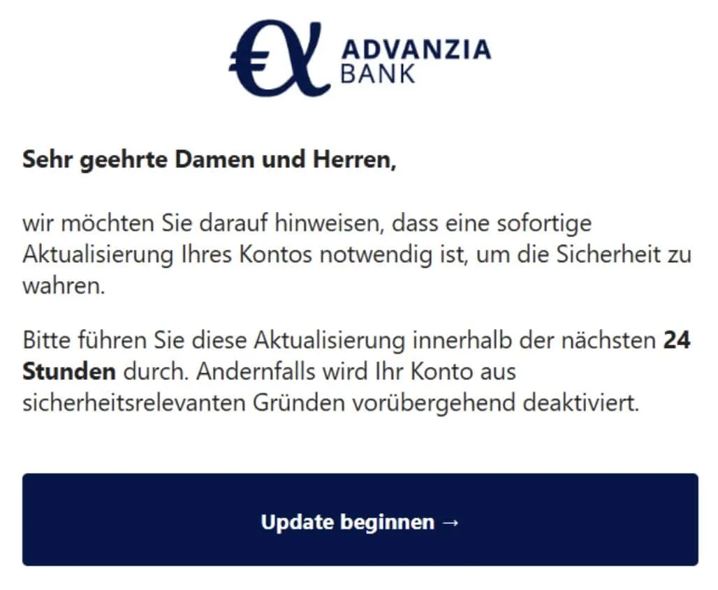 Advanzia Bank Phishing E-Mail/SMS