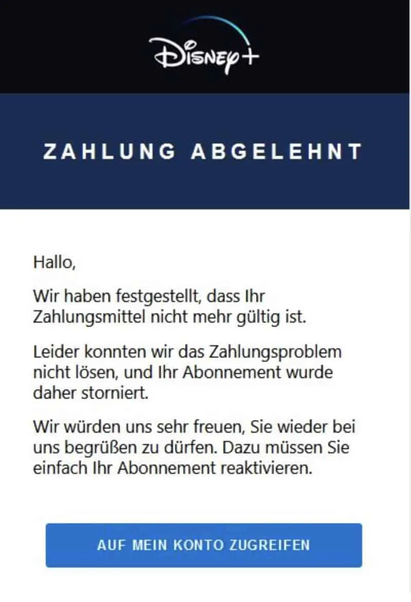 Disney+ Phishing E-Mails/SMS