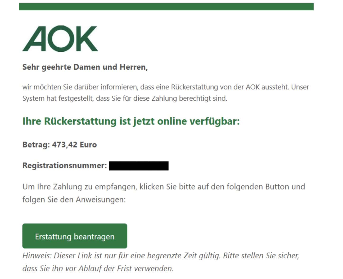 AOK Phishing Mail/SMS