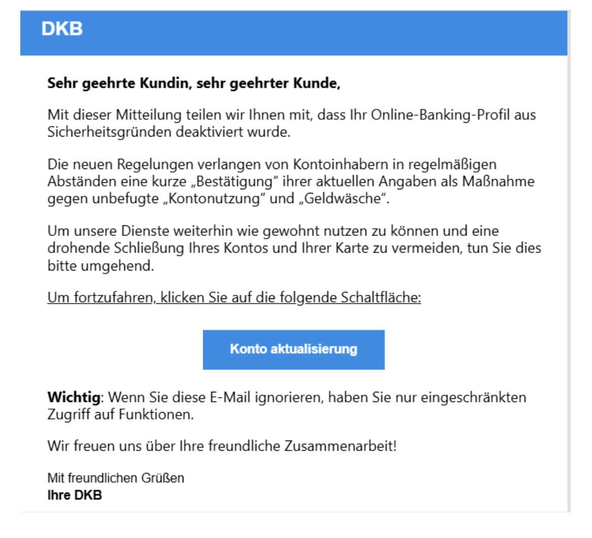 DKB Phishing SMS/Mail