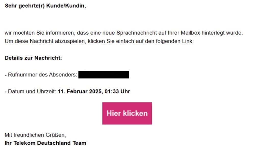 Telekom Phishing Mail/SMs