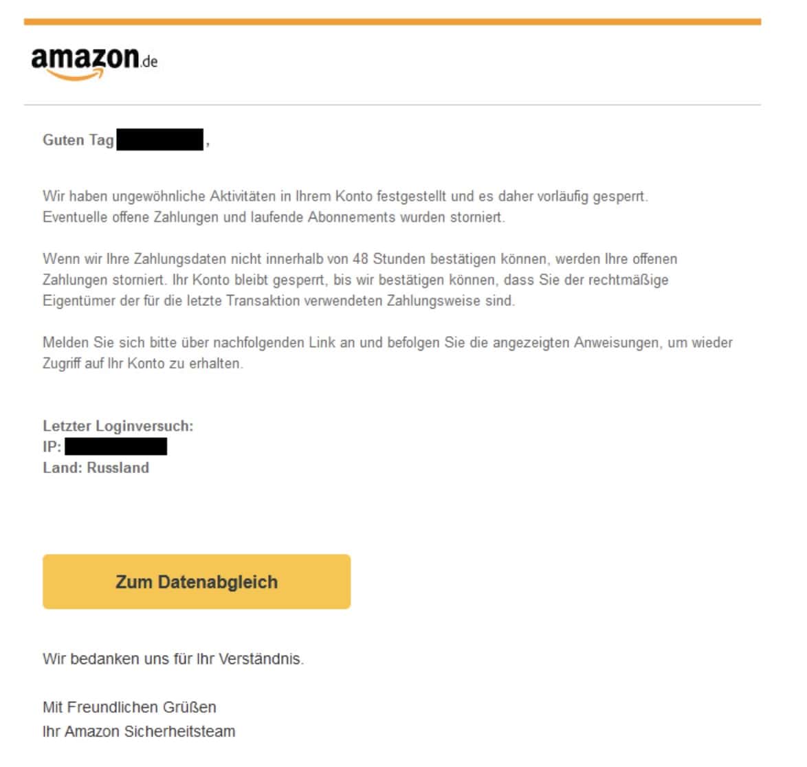 Amazon Phishing Mail/SMS