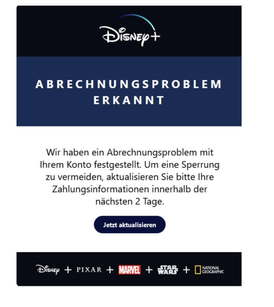 Disney+ Phishing Mail/SMS