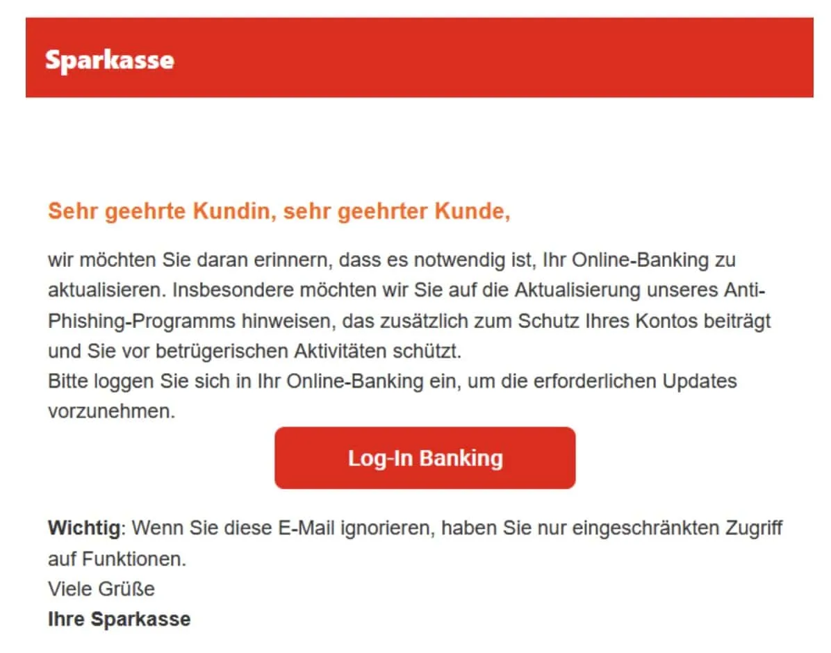 Sparkasse Phishing Mail/SMS