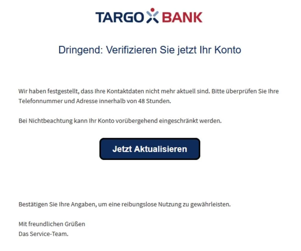 Targobank Phishing Mail/SMS