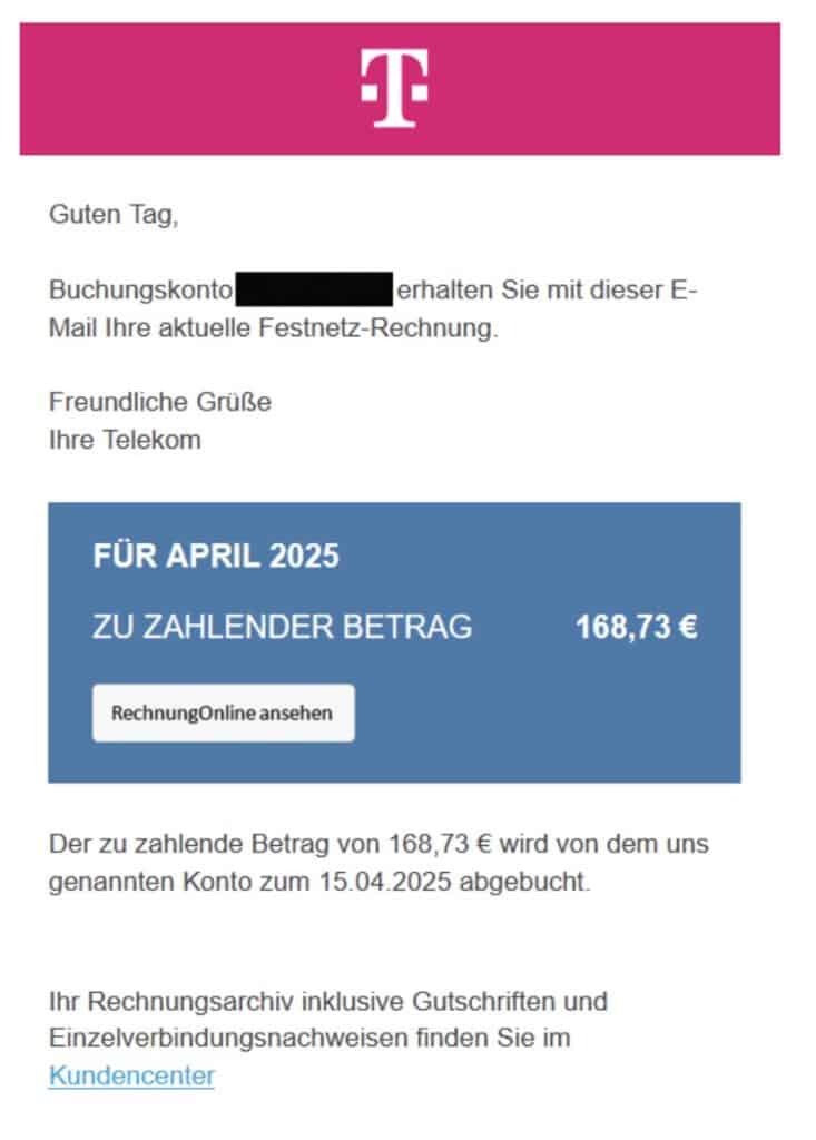 Telekom Phishing Mail/SMS