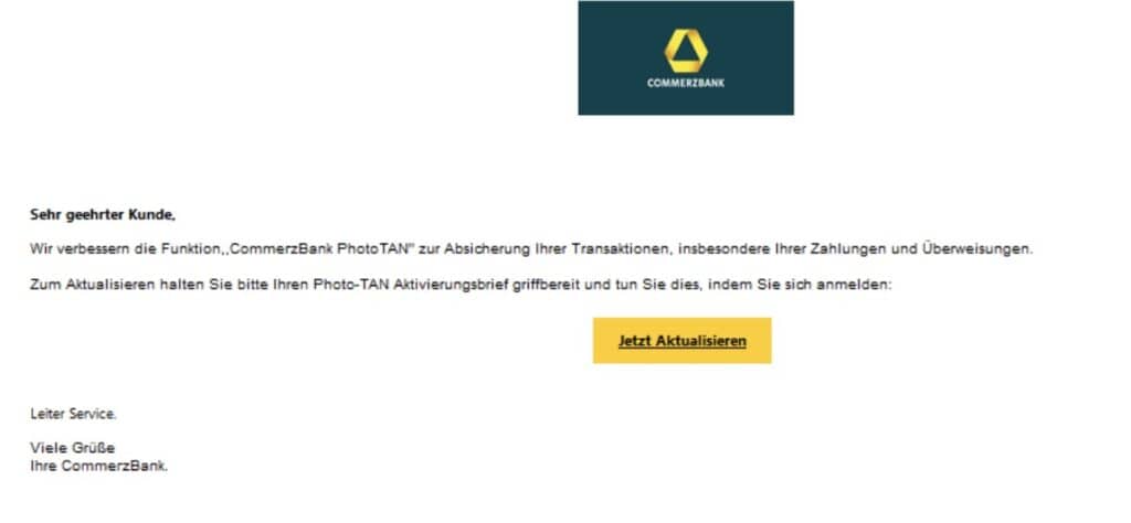 Commerzbank Phishing Mail/SMS