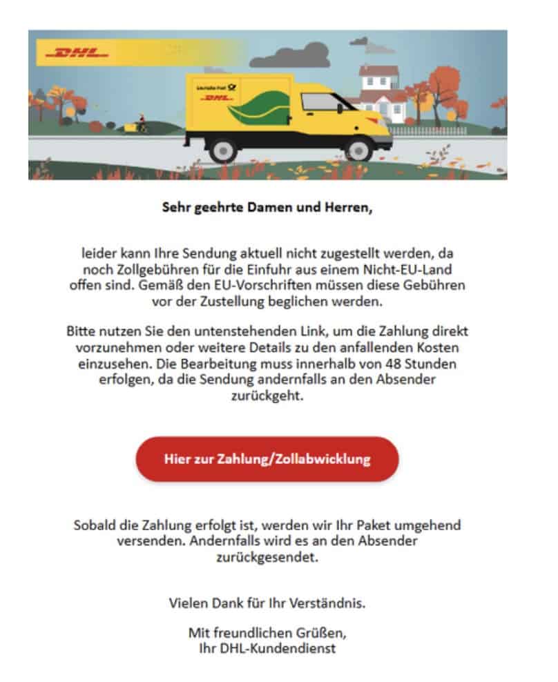 DHL Phishing Mail/SMS