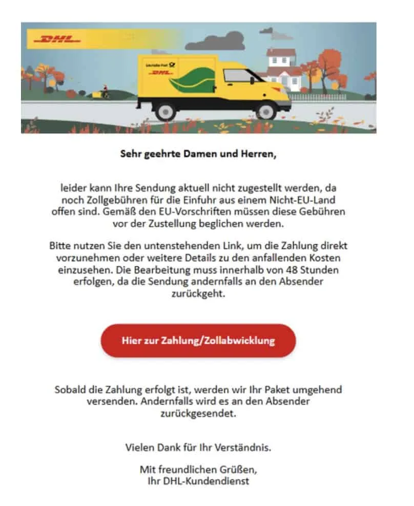 DHL Phishing Mail/SMS